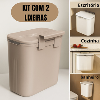 Lixeira Suspensa 9 Litros C/ Tampa E Suporte Alto De Adesivo PARA PENDURAR Cozinha E Banheiro Quarto em Oferta na Shopee