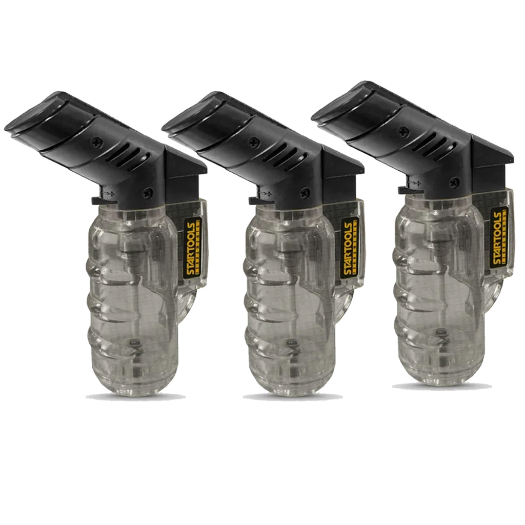 Conjunto Com 3 Mini Maçarico Portátil Isqueiro Recarregável Para Cozinha Reparos Artesanatos Durável