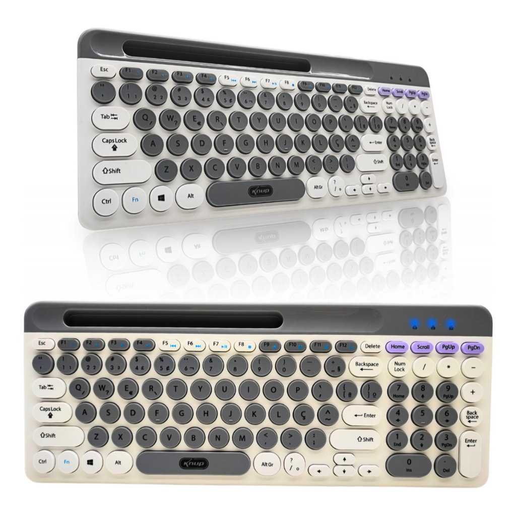 Teclado Multimídia Branco Pc Computador Fio Abnt2 Silencioso KNUP TE126