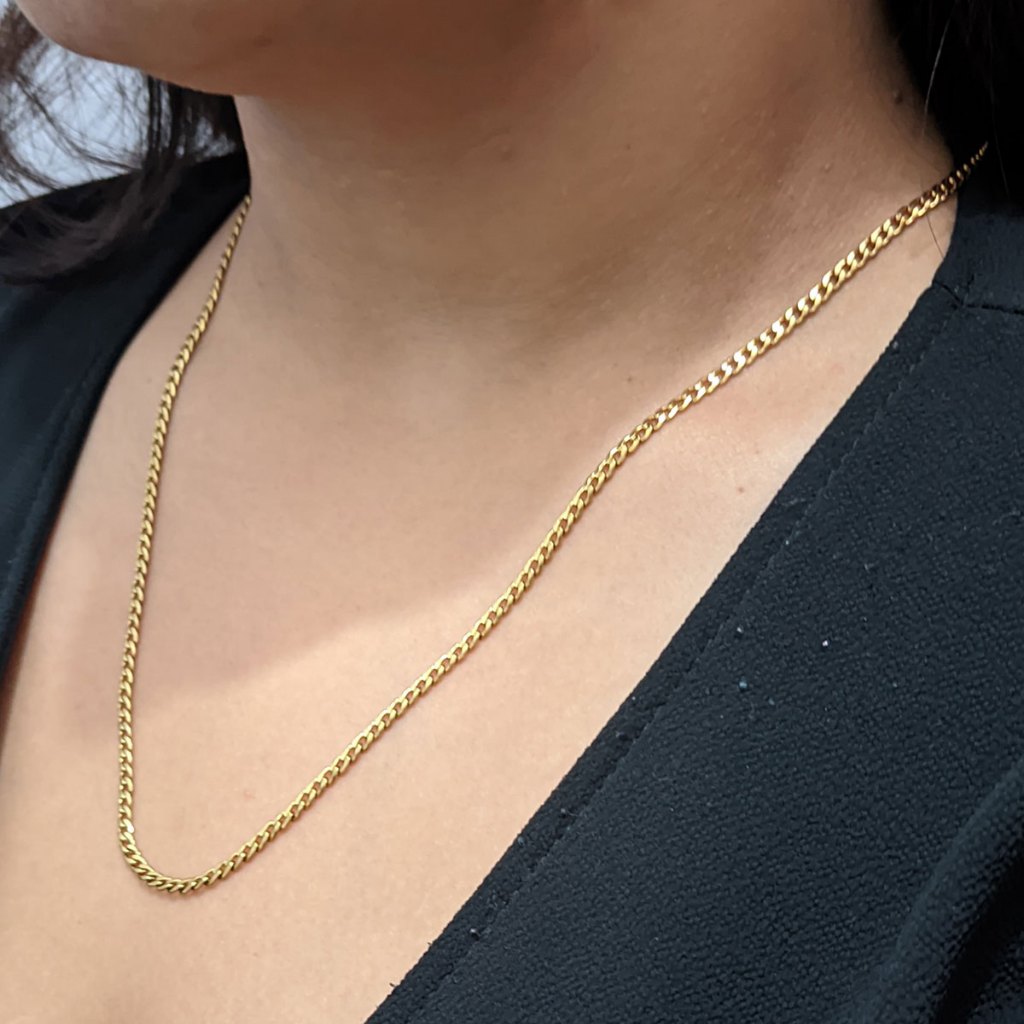 Colar Corrente Feminina Dourado e Prateado Aço Inox Delicada Não Escurece