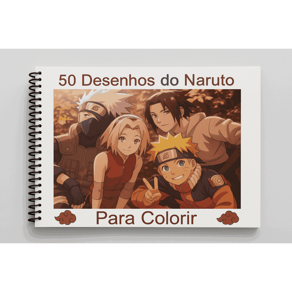 Livro Adulto Infantil Naruto Para Colorir 50 Desenhos 1 Por Folha Ideal com Canetinhas, Lápis e Giz!