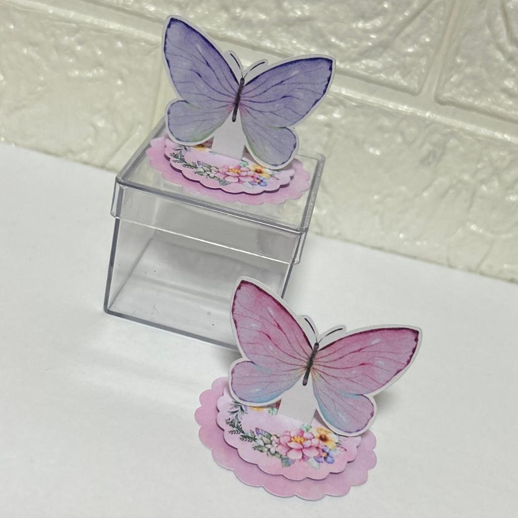Aplique em pé 5x5 Jardim Encantado Borboleta - Personalizados - Lembrancinha - Caixa Acrílica