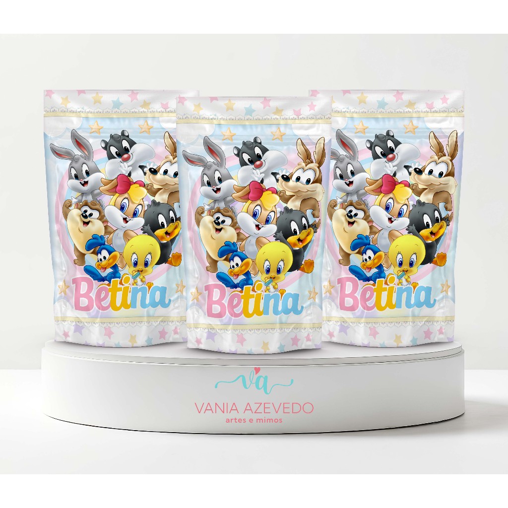 Saquinhos Metalizado Zip Lock 10x15cm Looney Toones Personalizados I Lembrancinhas I Festas I Caixinhas I Aniversários