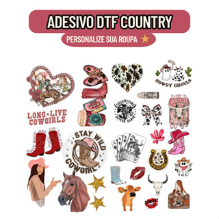 Adesivo DTF Country Adesivo Termocolante Para Personalizar Calça Jaqueta Camisa Pronto para Estampar em Oferta na Shopee