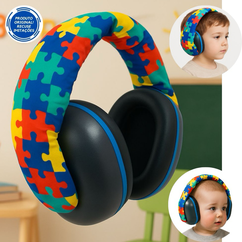 Abafador autismo, abafador de ruídos autista, fone abafador autista, com regulador de tamanho