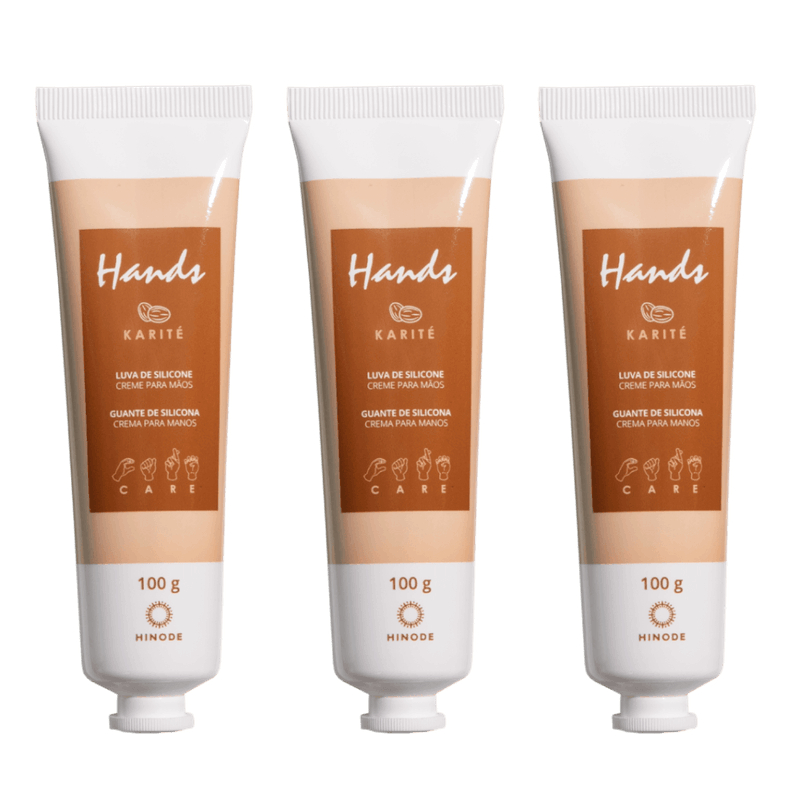 Kit 3 Luva De Silicone Karité Creme Para As Mãos Hands 100g Hinode