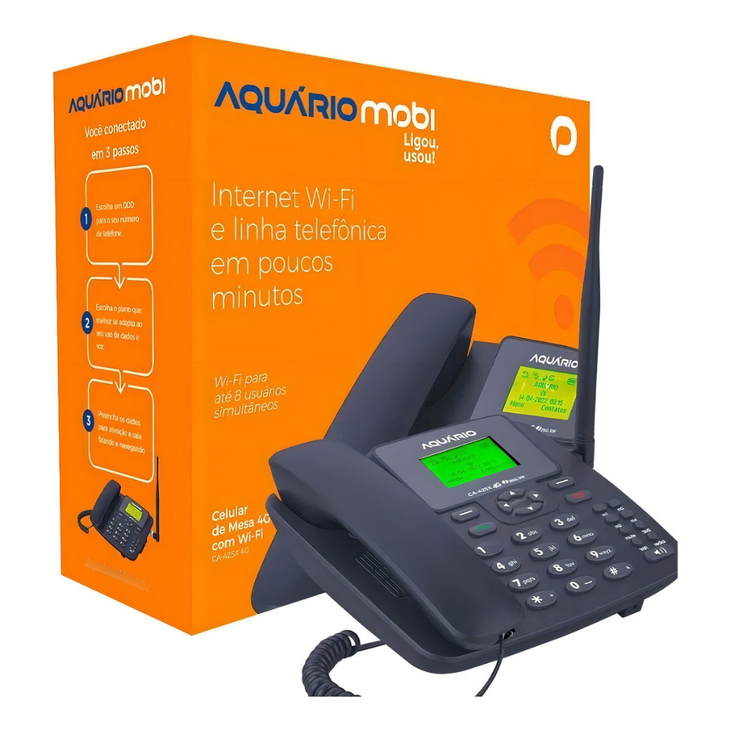 Celular De Mesa 3g E 4g Com Wi-fi Dual Chip Aquário CA-42SX 4G Cor Preto Alto Falante para viva voz e músicas