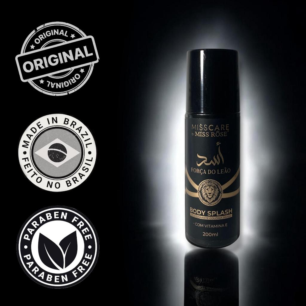 Body Splash Força do Leão Árabe Masculino Miss Rose Desodorante Colônia Inspirado Asaad 200ML em Oferta na Shopee