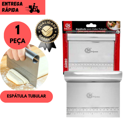 Kit 1 Espátula Tubular Inox Corta Massas  Pizzas Ferramenta Profissional Cozinha Padaria Confeitaria