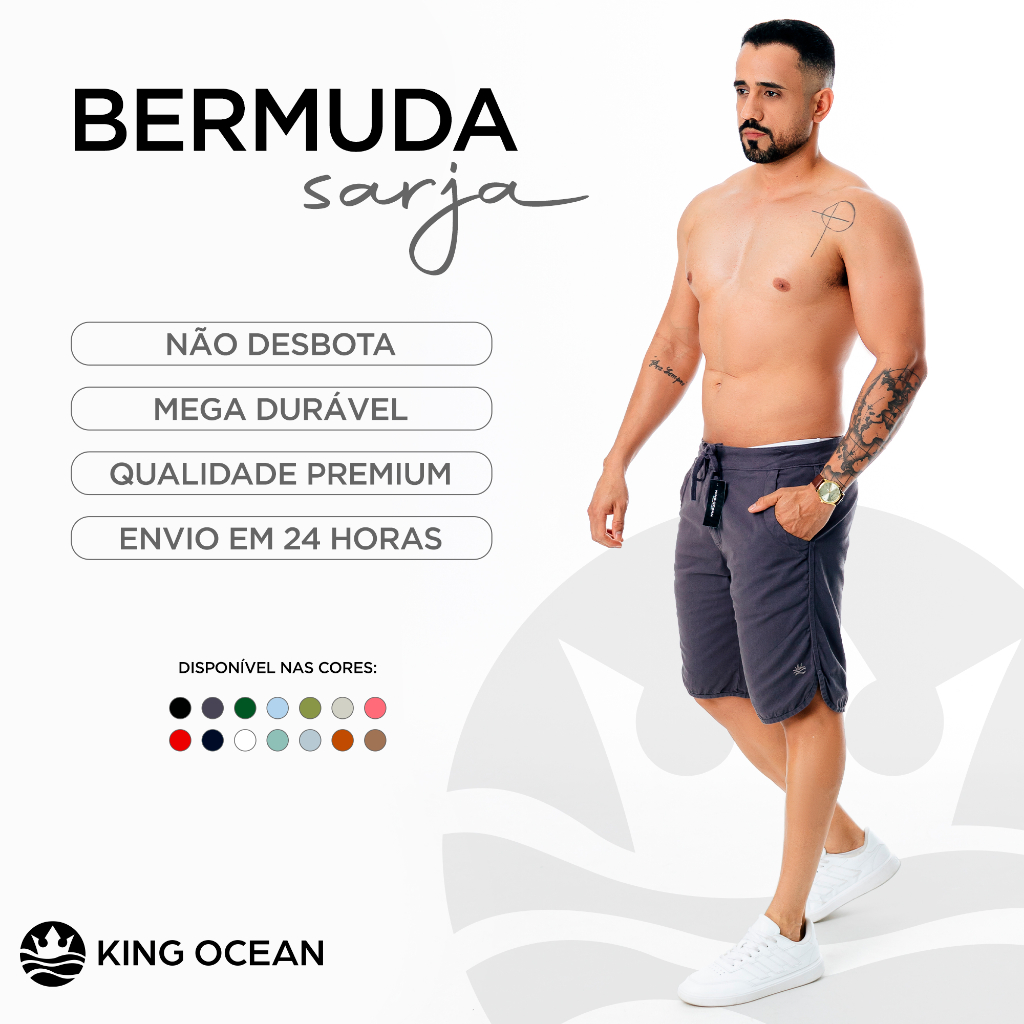 Bermuda Sarja Masculina Premium Cadarço Envio Imediato