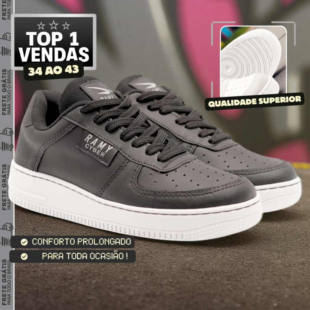 Tênis Casual Masculino e Feminino - Design Atualizado e Conforto - Várias Cores - Numeração 33 a 43 em Oferta na Shopee