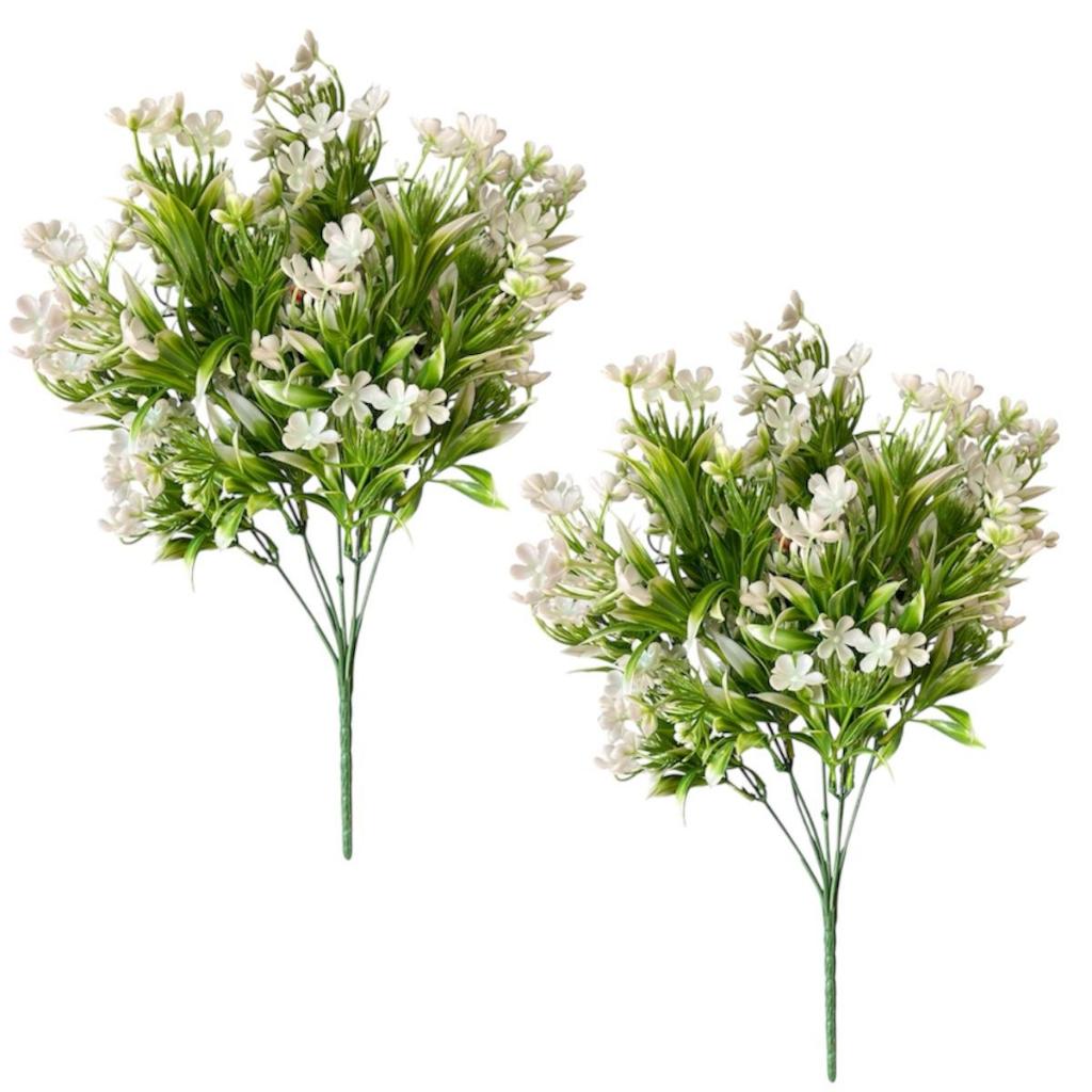 Kit 2 Buquês De Mosquitinho 35cm Branco Toque Real 7 Galhos Bem Cheio em Oferta na Shopee