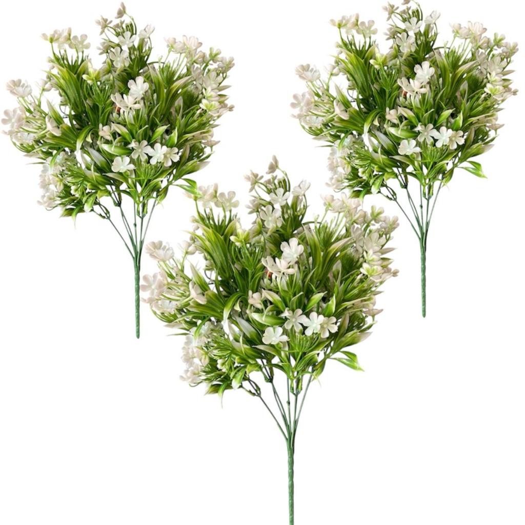 Kit 3 Buquês De Mosquitinho 35cm Branco Toque Real 7 Galhos Bem Cheio