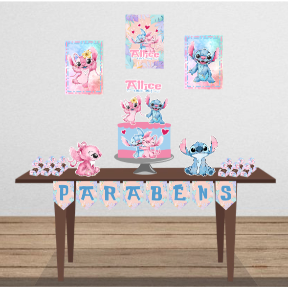 KIT Festa em Casa Personalizado Stitch | Kit Só um bolinho Personalizado | Fazemos todos os temas