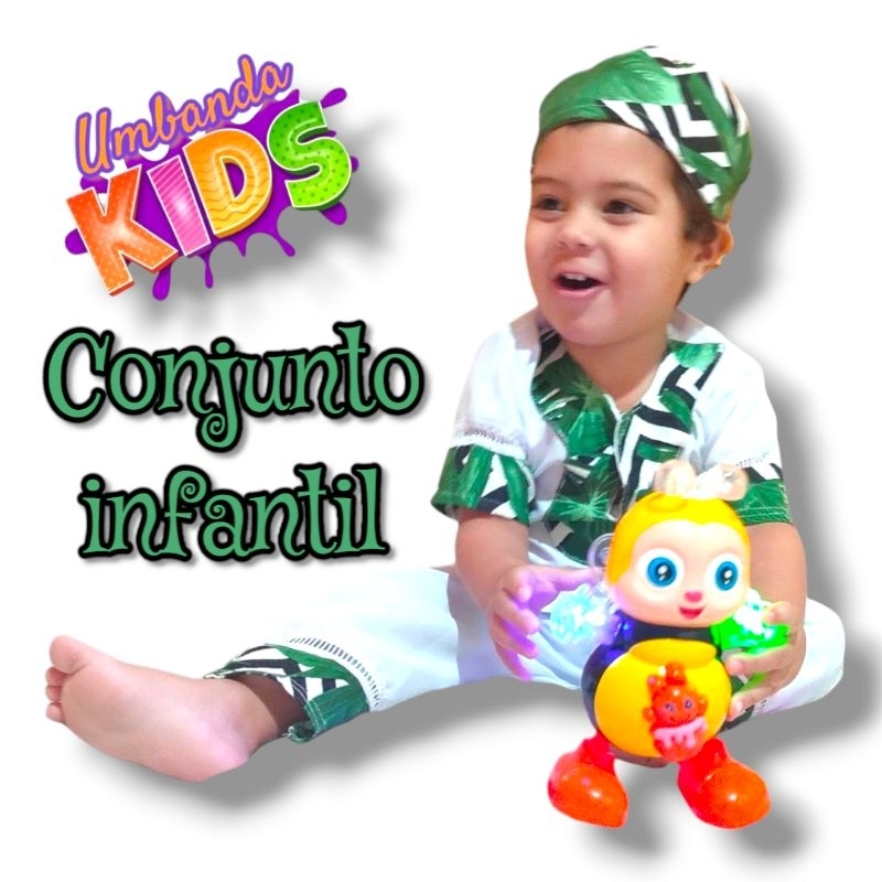 Conjunto infantil Oxóssi/Caboclo Umbanda/Candomblé/Omolokô Costela de Adão