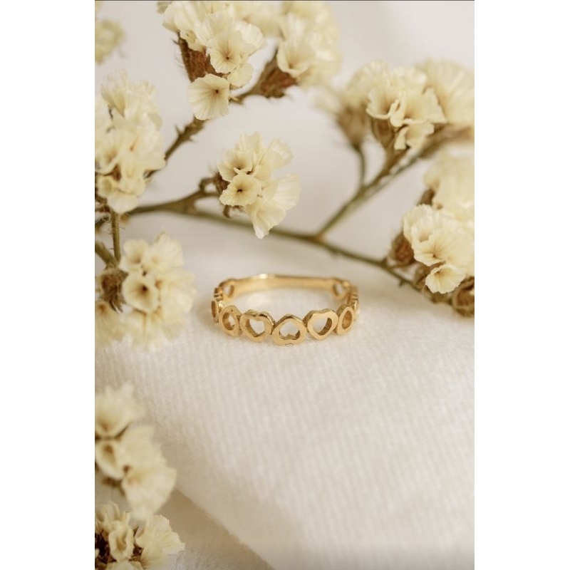 Anel mini corações de moeda antiga corações intercalados corações conectados delicado 0125 em Oferta na Shopee