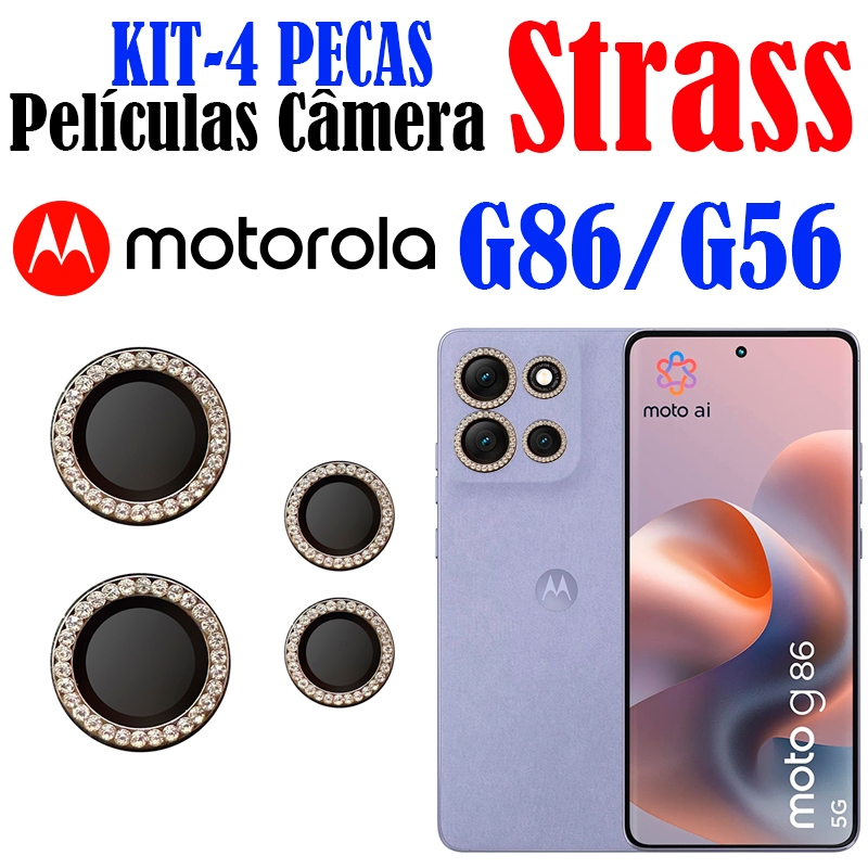 Kit (4 Pecas) Película Câmera Strass G56/G86 MOTOROLA Protetor Da Lente Colorido em Oferta na Shopee