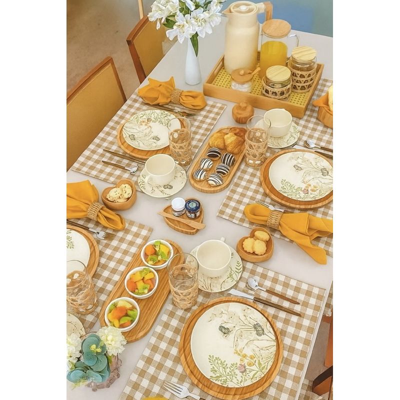 Jogo Americano Bege Xadrez Festa Junina 45cm x 30cm Decoração Mesa Posta Cozinha