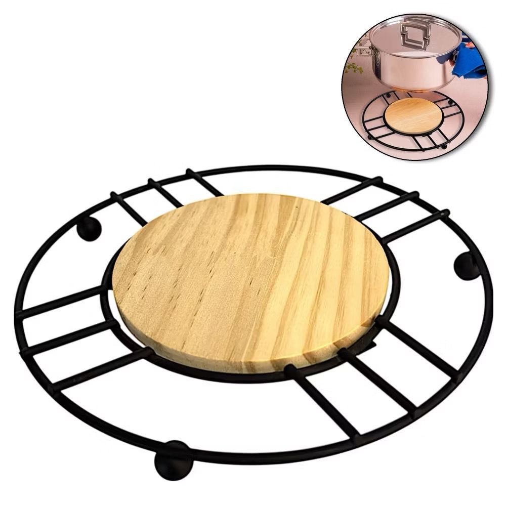 Descanso Apoio De Panela Inox Metal Madeira Aramado Luxo-6257 em Oferta na Shopee