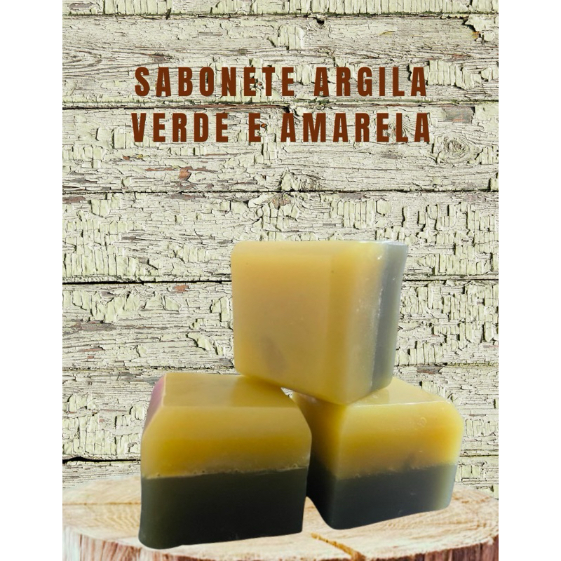 SABONETE REJUVENESCEDOR:ARGILA VERDE E AMARELA -skin care-elasticidade-antiacne-detox-pele seca-madura flacidez-celulite