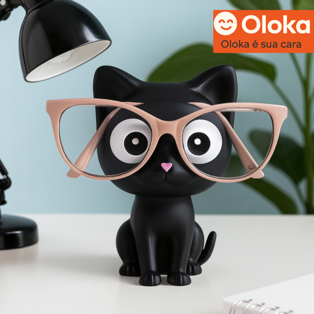 Porta Óculos Gatinho Fofo | Suporte Decorativo e Criativo para Mesa em Oferta na Shopee