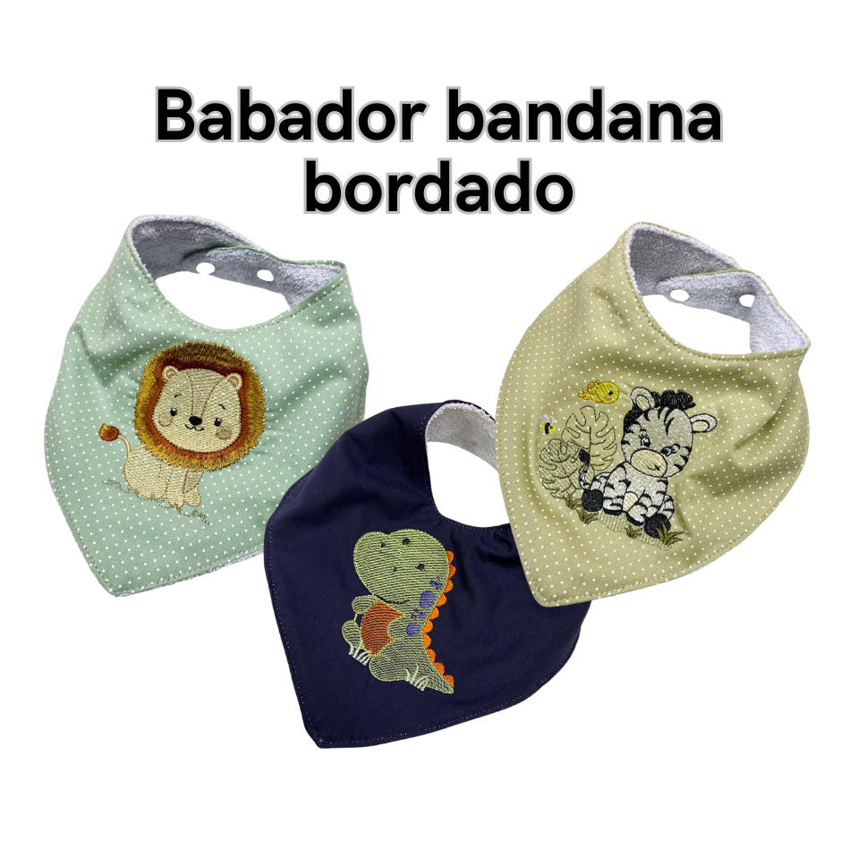 Babador bandana bordado atoalhado com ajuste