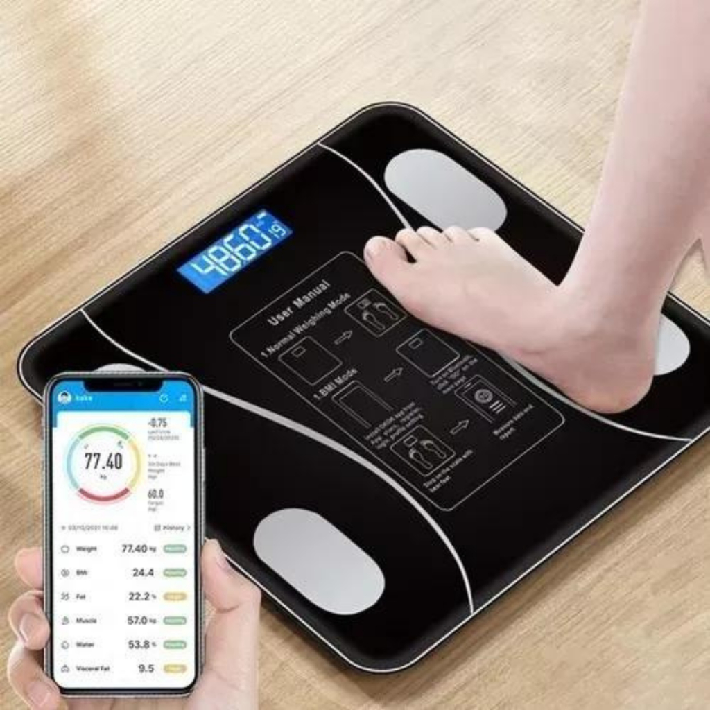 Balança Bioimpedância Digital Profissional 180KG Com Bluetooth App Medição Massa Coporal IMC