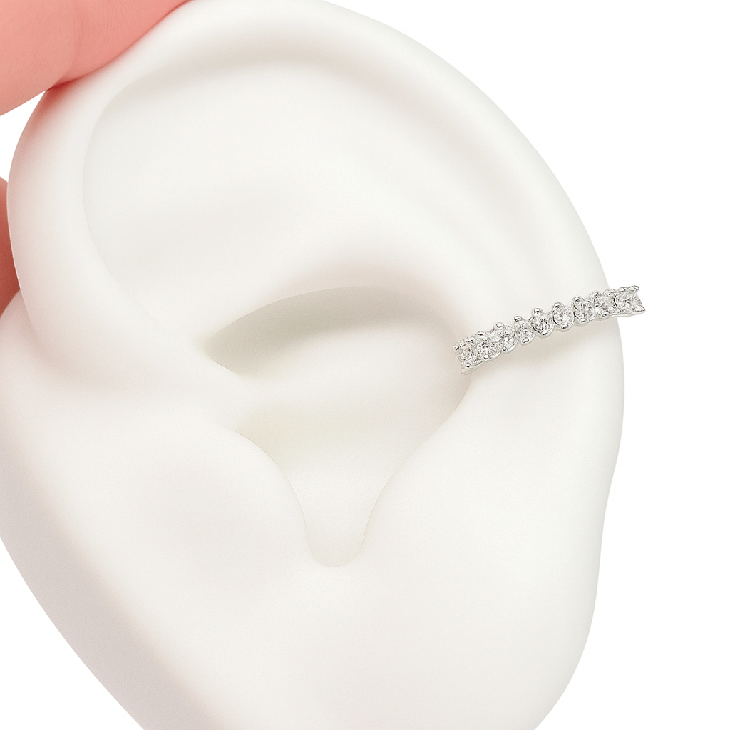 Piercing Conch Concha Argola Cravejada Orelha Prata 925 Legítima Fecho Torção Brinco Jóia em Oferta na Shopee