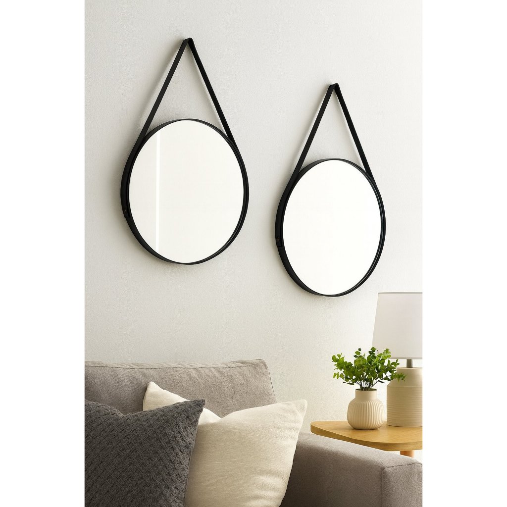 Kit com 2 Espelhos Adnet Redondo 50cm com Alça e Suporte – Estilo Luxo | Pronto para Pendurar em Oferta na Shopee