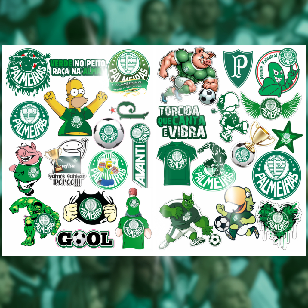 Adesivo Cartela Palmeiras Mancha Verde Vinil Etiqueta Sticker Moto Carro Bike Caminhão Capacete