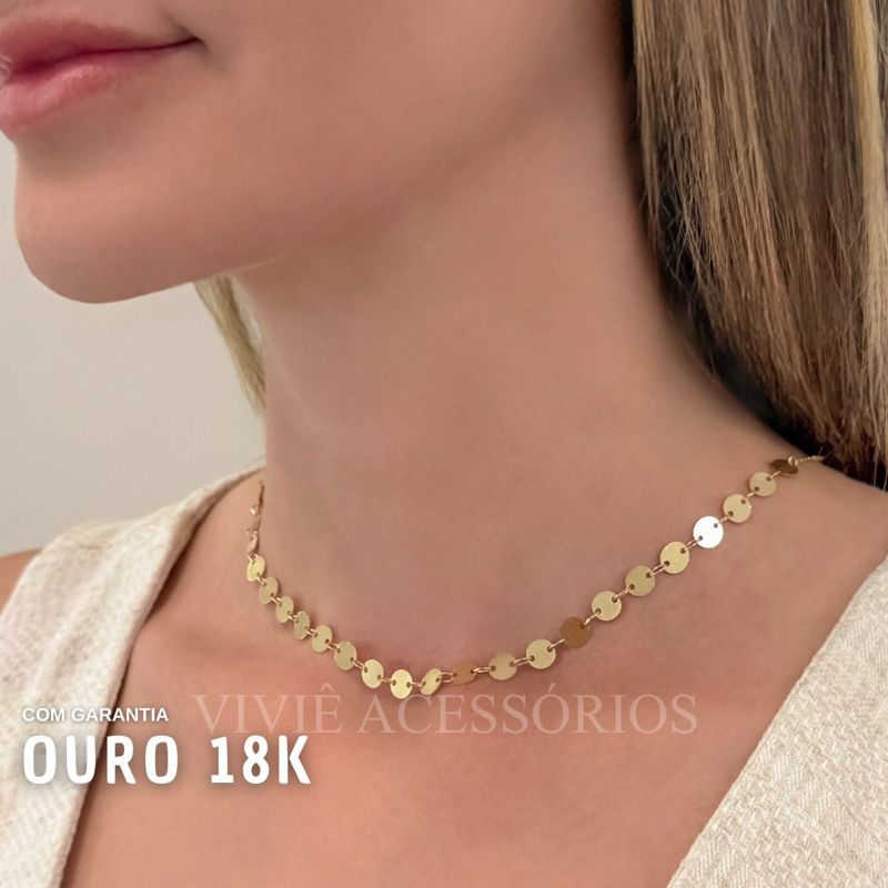 Colar bolinhas banhado ouro 18k com garantia colar dourado delicado colar choker medalhinha