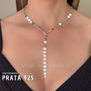 Colar gravata prata 925 colar medalhinhas colar prata 925 colar choker