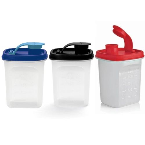 KIT 3 PEÇAS TUPPER SLIM 350ML ROYAL, VERMELHO E BLACK - TUPPERWARE