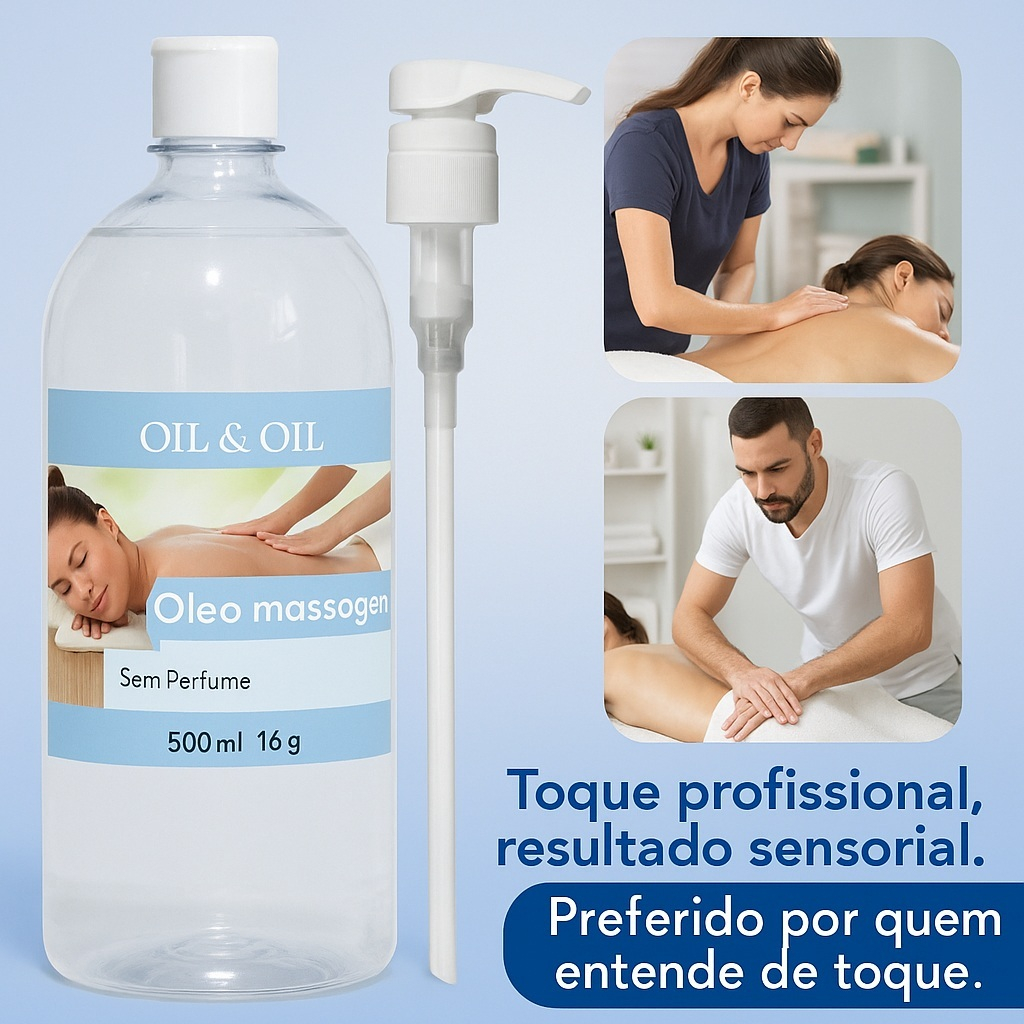 Óleo de Massagem 500 ml sem fragrância + válvula pump (2 peças) Óleo de Massagem 500 ml sem fragrância + válvula pump (2 peças)