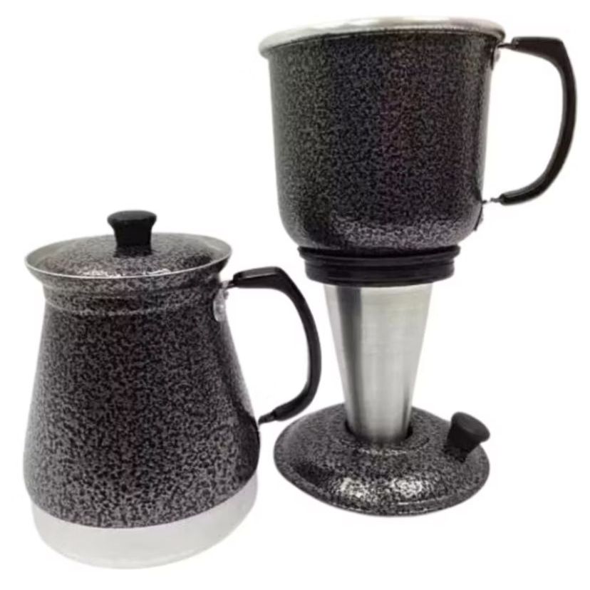 Cafeteira Italiana Preto craqueado 1500 Ml Em Aluminio 29cm - Cafeteira Economica