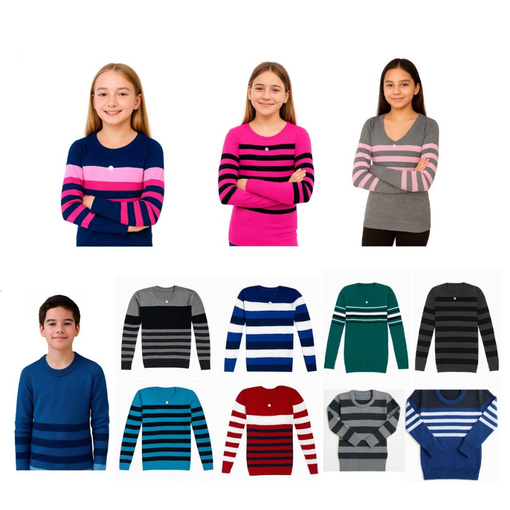 Kit 3 Blusa Suéter Juvenil Lãzinha Premium Quentinho Inverno Menina ou Menino Lançamento