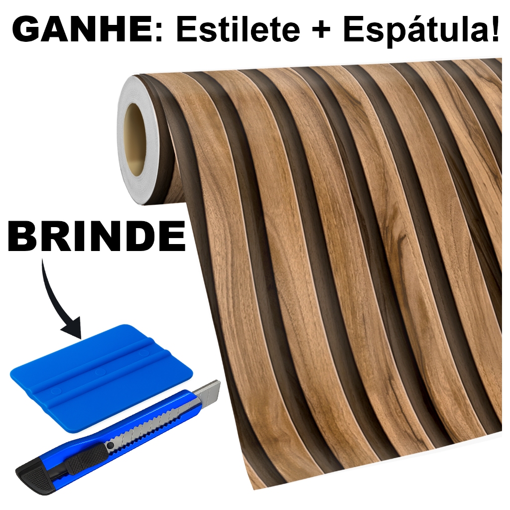 Achadinho Shopee! Papel de Parede Adesivo Ripado Ripas de Madeira Marrom 3D Rolo de 5 Metros Lavável