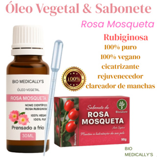 kit Óleo Vegetal Rosa Mosqueta Rubiginosa + Sabonete Vegetal + Pipeta Dosadora (3PEÇAS) em Oferta na Shopee