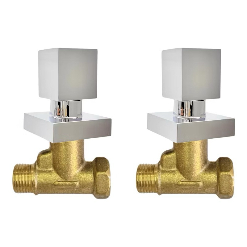 Kit 2 Registro Chuveiro 1416 3/4 com Kit Acabamento Quadrado em ABS Cromado