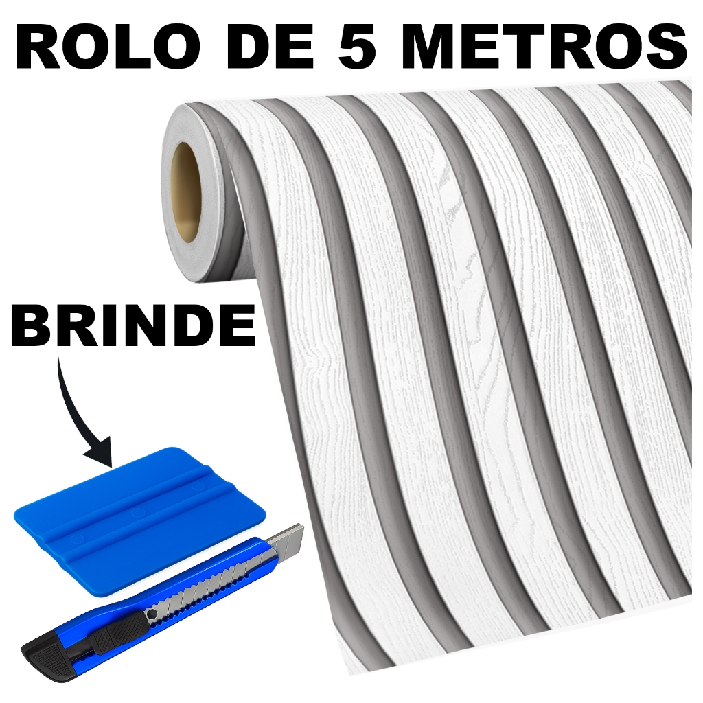 Achadinho Shopee! Adesivo Papel de Parede Ripado Branco Auto Colante Lavável 5 Metros Sala 3D
