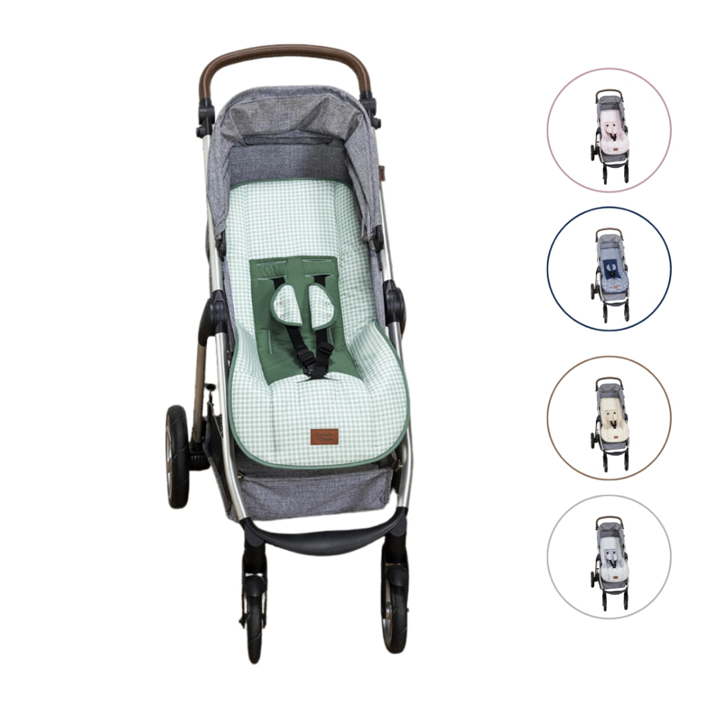 Capa De Carrinho Exclusivo Xadrez 100% Algodão Com Abraçadeiras - 03 Peças