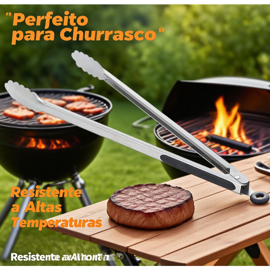 Pegador Inox 40 cm Churrasco Universal Profissional em Oferta na Shopee