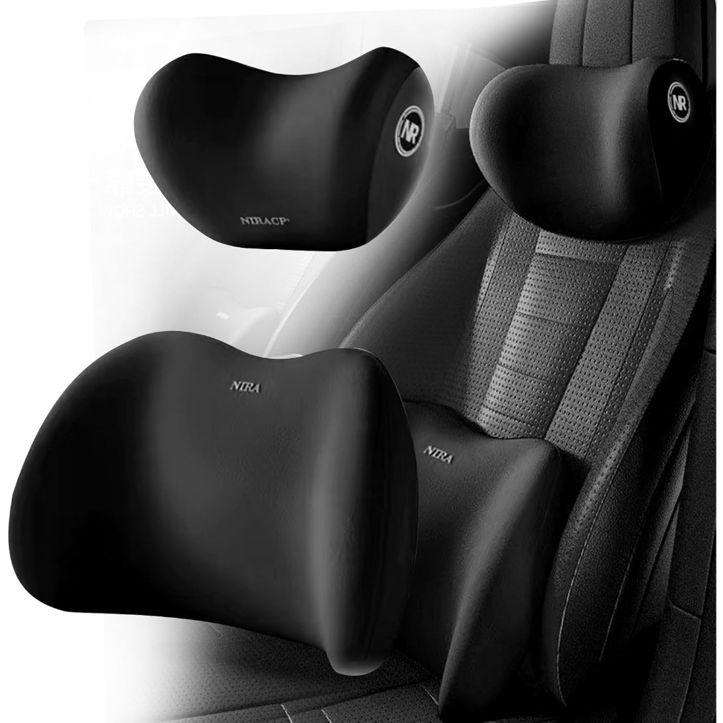 Conjunto De Almofada Para Cabeça E Lombar Veicular Apoio Cadeira Banco Carro Espuma De Memória em Oferta na Shopee