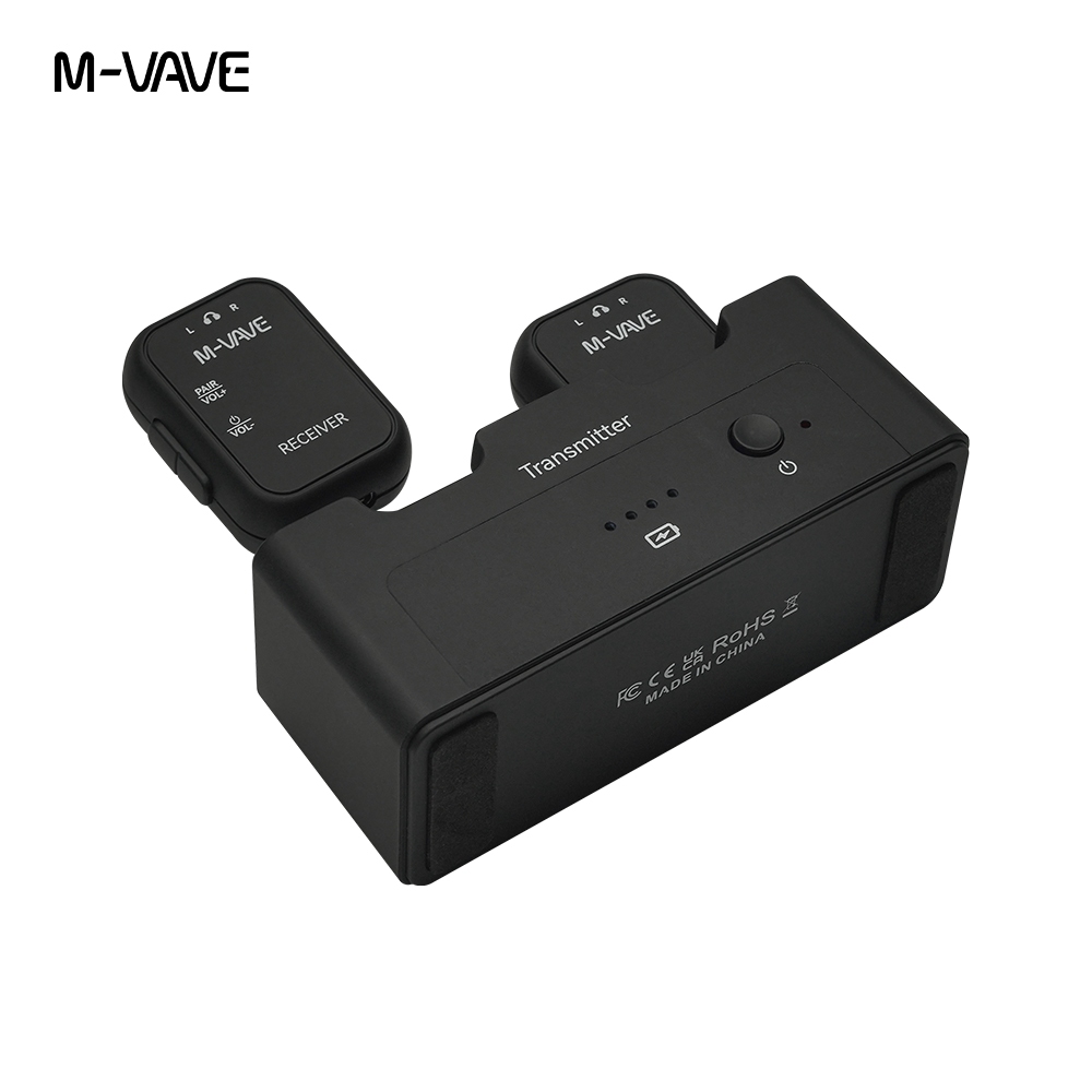 M-VAVE WP-12 Monitor de auscultadores sem fios 2.4G 1 Transmissor 2 Recetor Sistema de áudio Transmissão Gravador Mono em Oferta na Shopee