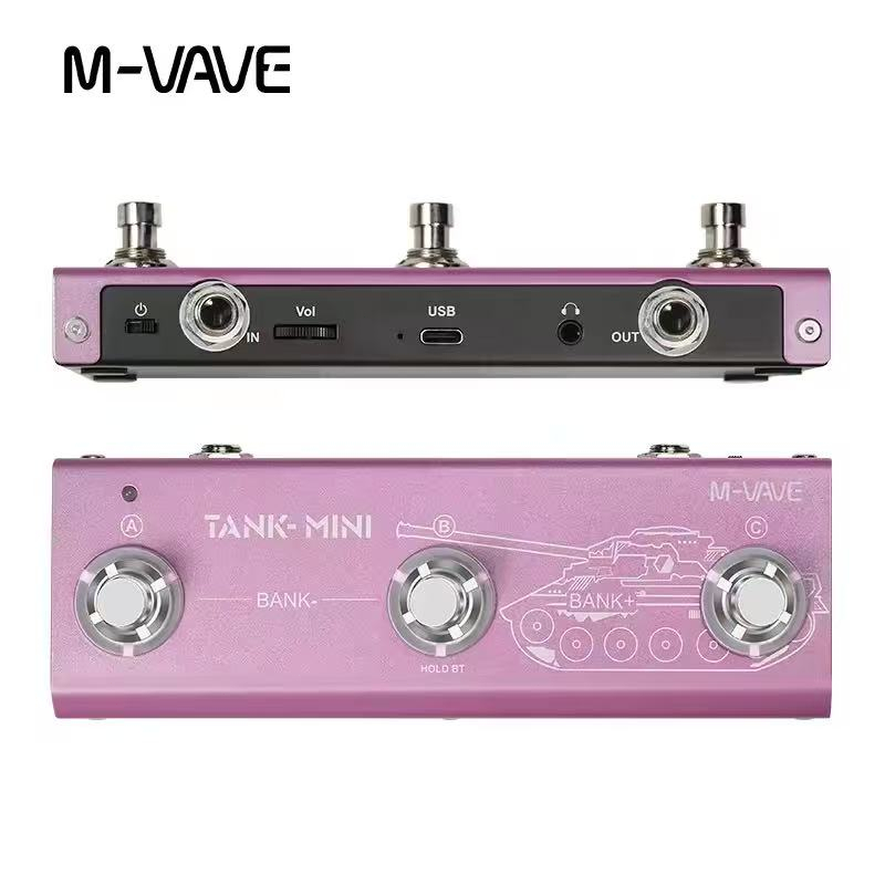 M-VAVE Tank Mini Pedal de efeitos múltiplos para guitarra/baixo com suporte para gravação IR e OTG, efeitos integrados