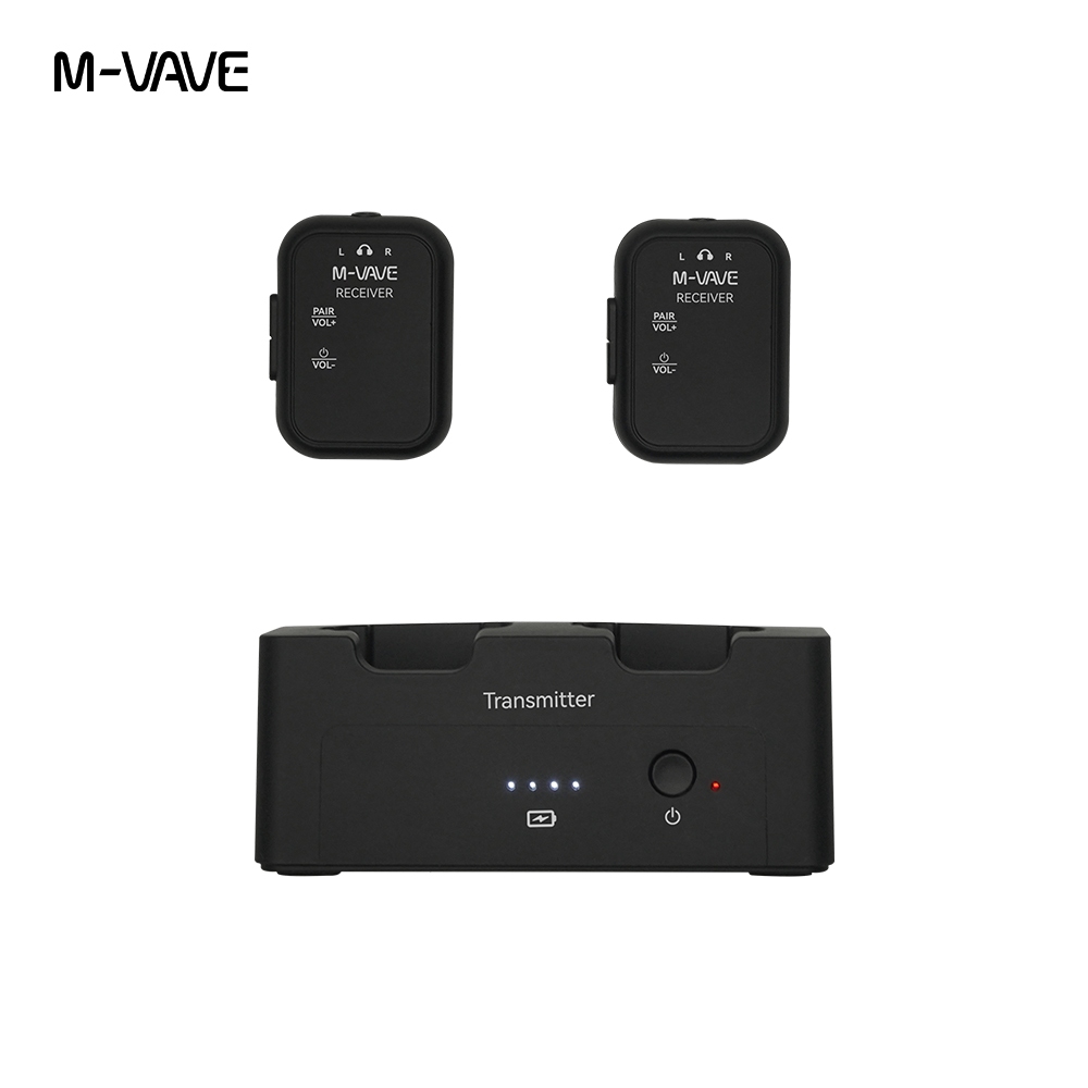 M-VAVE WP-12 2.4G Monitor de auscultadores sem fios Sistema de áudio Transmissão Gravador Mono Estéreo Recetor