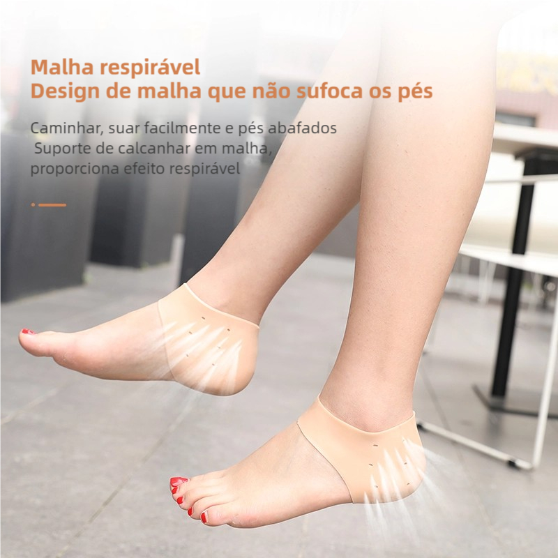 Par de Meia Palmilha Silicone Gel Protecao Ortopedica Esporao Calcanhar Fascite Tamanho Unico