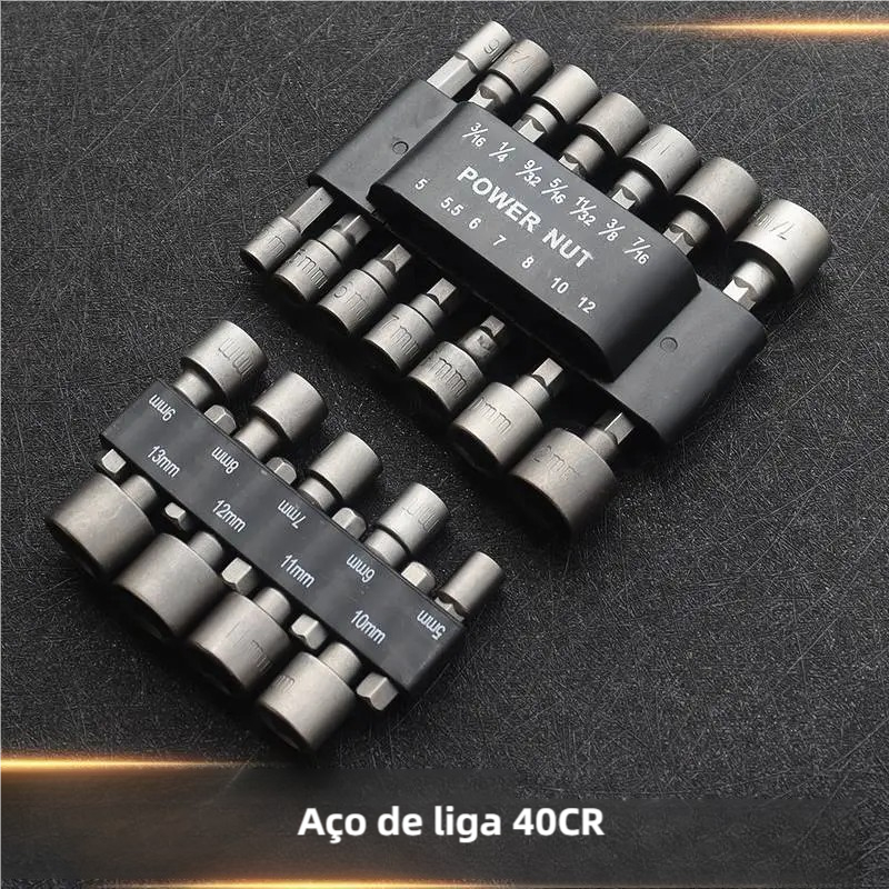 Kit de Jogo de Bits Soquete Canhão para Parafusadeira 5 A 13mm