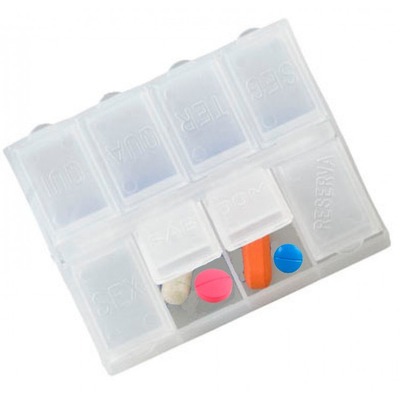 Kit 50 unidades Porta Comprimidos Semanal em Oferta na Shopee