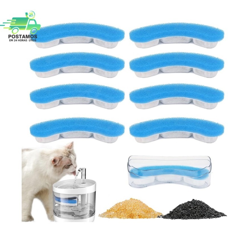 Kit 8 Refil Filtros Bebedouro Fonte De Água Pet Cães E Gatos